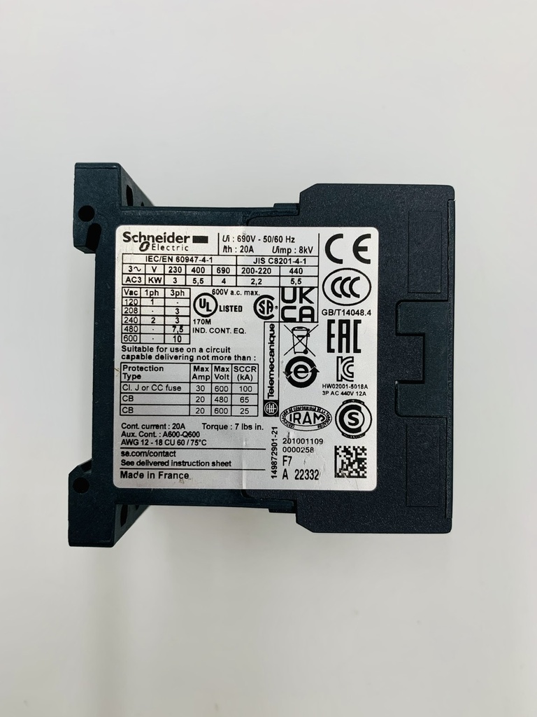 CONTACTOR 3P AC-110V 12A LC7K12-01F7(FC)