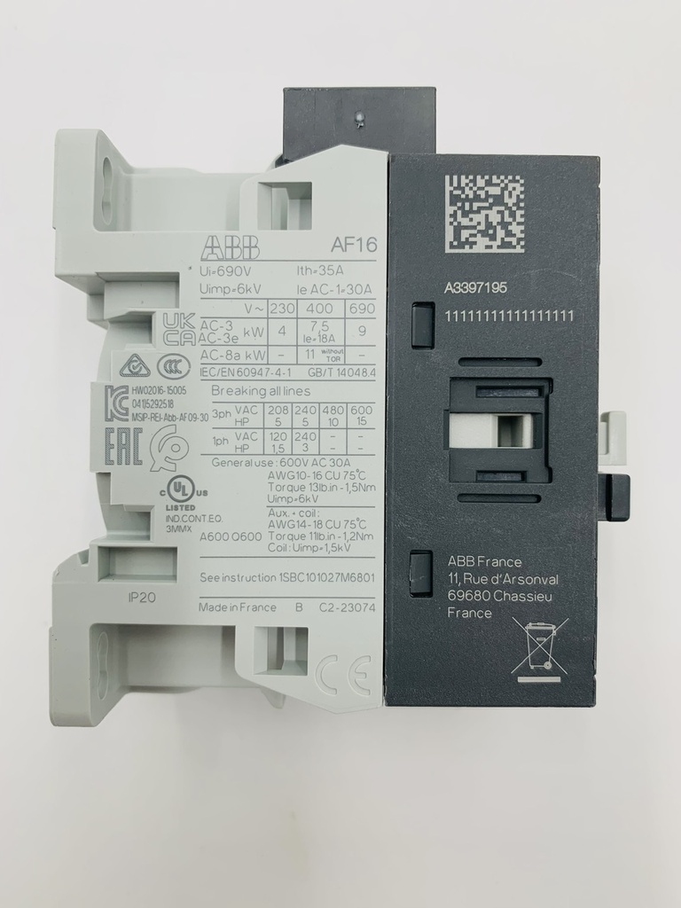 CONTACTOR AF16-30-10-11 - CONTROL: 24-60V AC/DC 50Hz / 60Hz