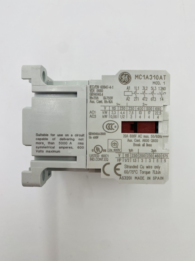 MINI CONTACTOR (MC1A-310-AT) BOB 220 VCA 3P : 9A 1NA GE PC 03