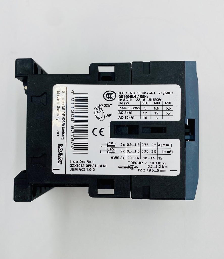 CONTACTOR 12A AC3 5,5KW 1 NA BOBINA 110VAC 50/60HZ 3RT2017-1AF01